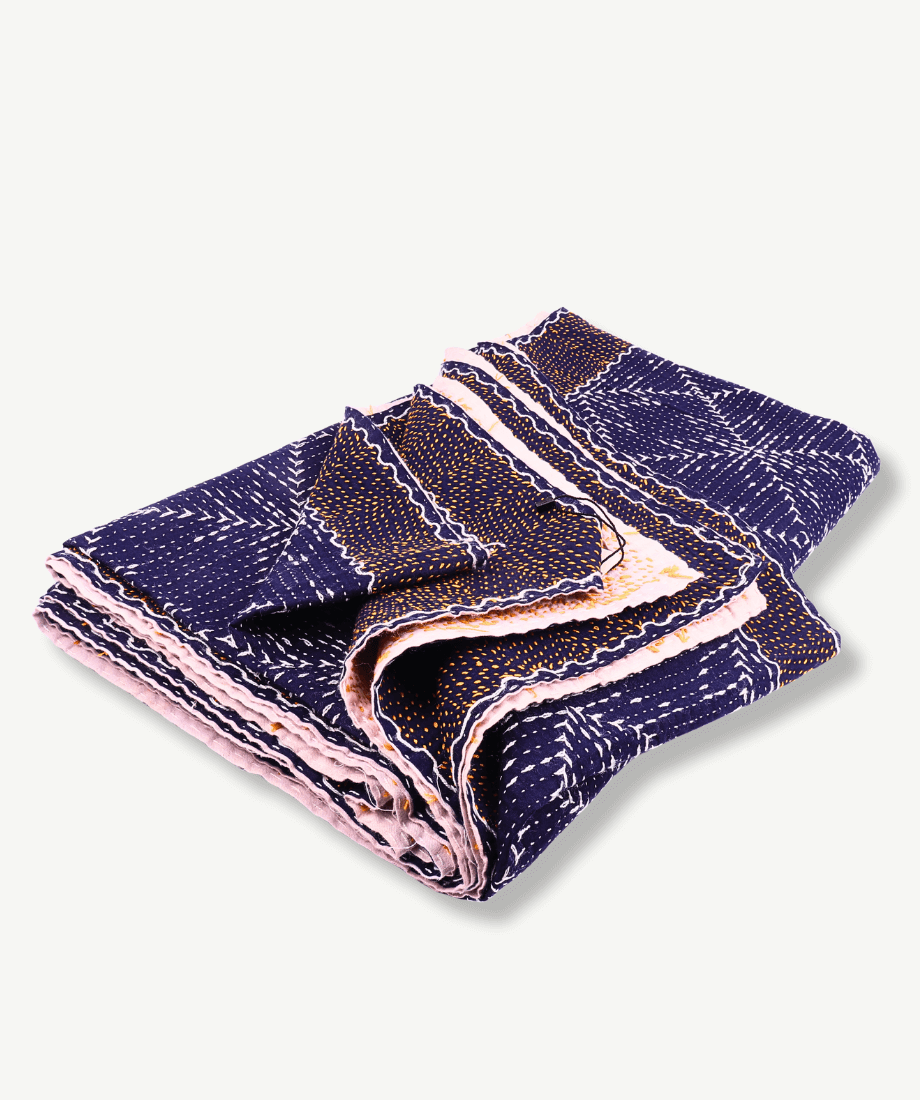Handmade Nokshikatha – Black Traditional Embroidered Quilt - Image 3