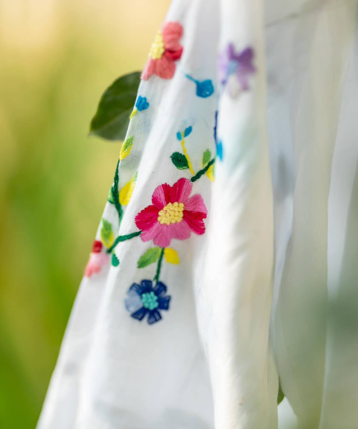 Handmade Floral Embroidered Cotton Dress - Image 2