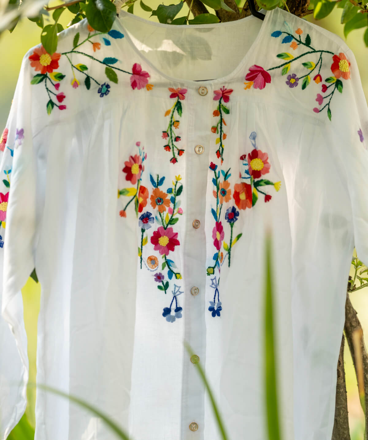 Handmade Floral Embroidered Cotton Dress - Image 4